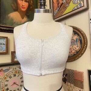 Underscore Womens Zip-Front Wireless Sports Bra 42DD Gray